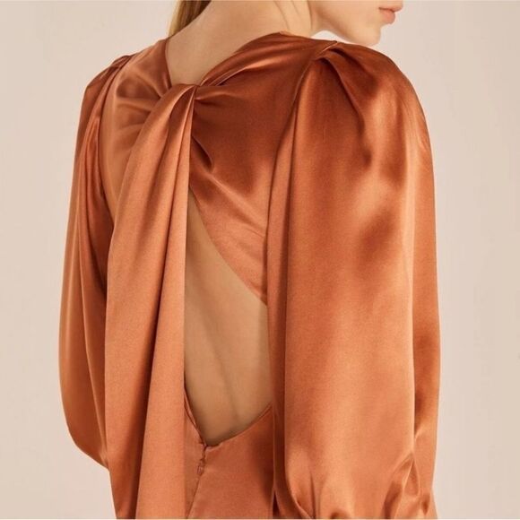 Rebecca Taylor Open Back Satin Auburn Dress in Size XS - Picture 4 of 12